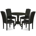 thumbnail image 2 of DLEN5-BLK-69 5Pc Round 42" Kitchen Table With Two 9-Inch Drop Leaves And Four Parson Chair With Black Leg And Pu Leather Color Black, 2 of 9