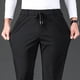 thumbnail image 5 of Pantalones largos para hombre, de color liso, a la moda, informales, con cintura elástica y bolsillos rectos., 5 of 7