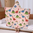 thumbnail image 5 of Pink Dinosaur and Rainbow Pattern Hooded Bath Towel，60"x35" for Ages 3 To 12 Kids, Quick Dry Lightweight Soft Microfiber Hood Beach Towel Cover Up for Kids, 5 of 7