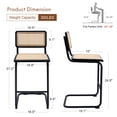 thumbnail image 5 of Zesthouse Rattan Counter Height Bar Stools Set of 2, 24.8" Counter Height Chairs with Cane Back, Mid Century Modern Barstools for Kitchen Island, Black, 5 of 11
