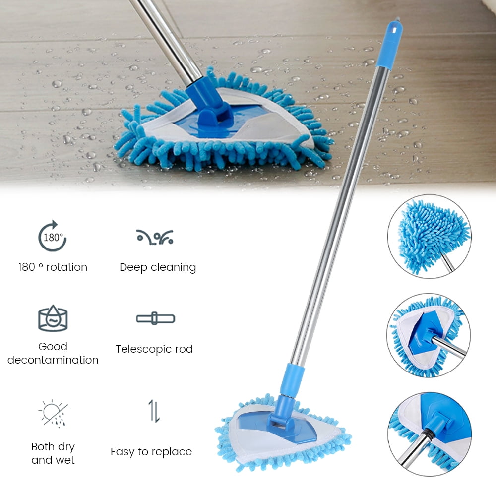 Extendable Triangle Mop Retractable Cleaning Mop 180 Degree Microfiber Mop Multifunction Floors Wall Floor Wall Cleaning Mop Dust Mop Telescopic Handle for Floor Home Cleaning Tool 