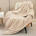thumbnail image 2 of Heated Blanket Electric Blanket - Throw Size Waffle Fleece Heating Warming Blankets with Auto Shut Off for Couch Office Chair Bed Adults Fuzzy Cozy Machine Washable 50x60 Khaki, 2 of 4