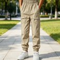 thumbnail image 2 of SGFCWSX Boys Jogger Cargo Pants, Elastic Waist Lightweight Trousers with Multi Pockets for Outdoor Playwear Outfits Khaki Size 10, 2 of 9