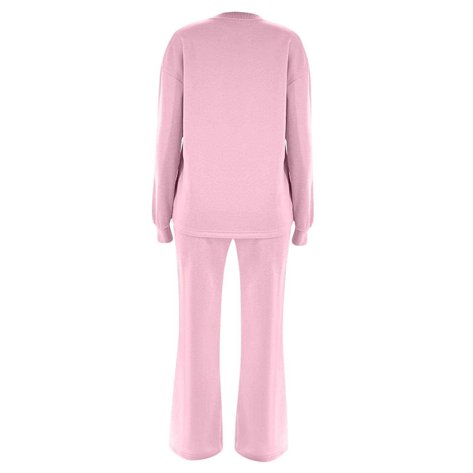 Women's 2 Piece Sweat Suit Jogger Set Tracksuit Solid Color Casual Loose Hoodie Sweatshirt and Pants Lounge Set