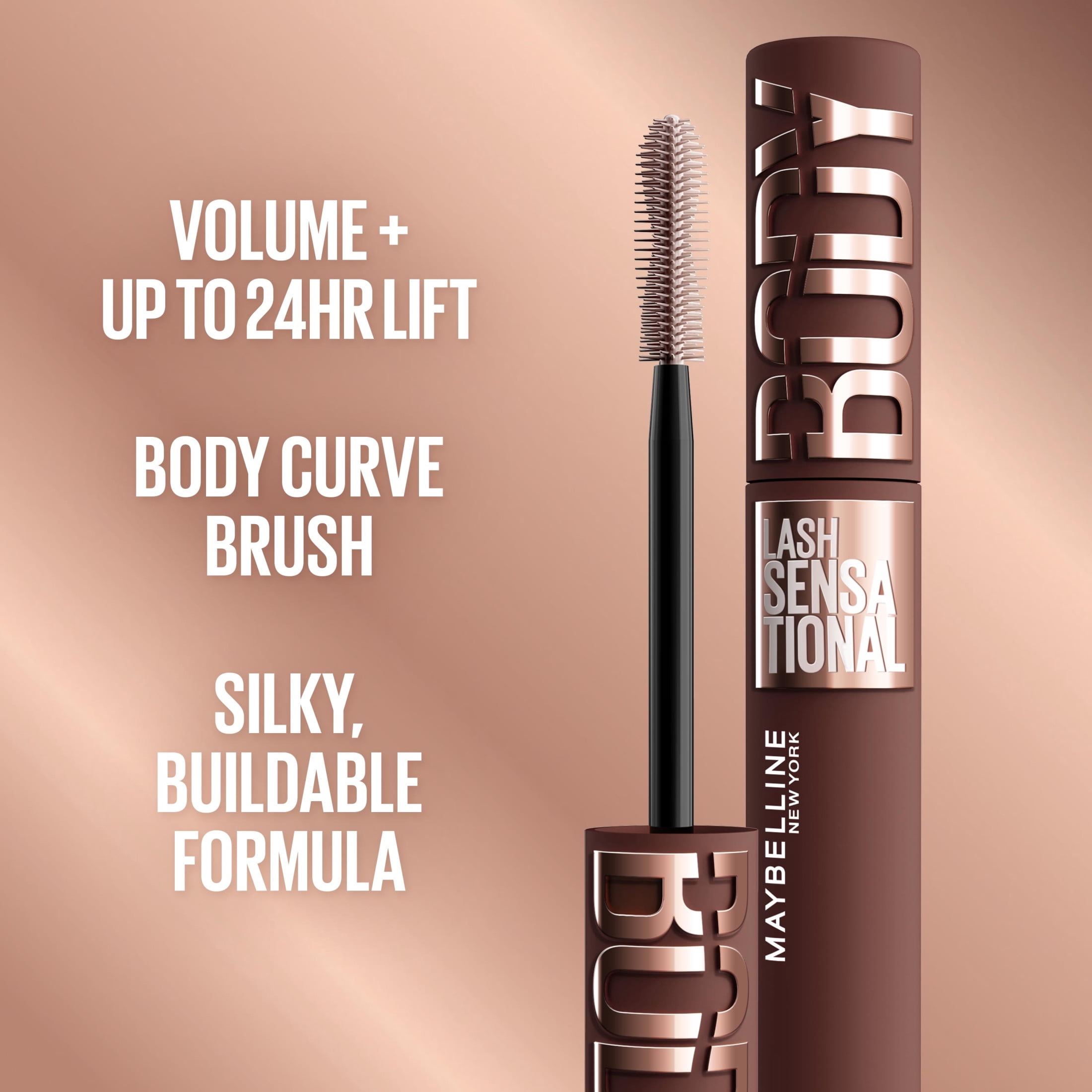Maybelline Lash Sensational Body Washable Mascara Makeup, Mocha Brown, 0.3 fl oz