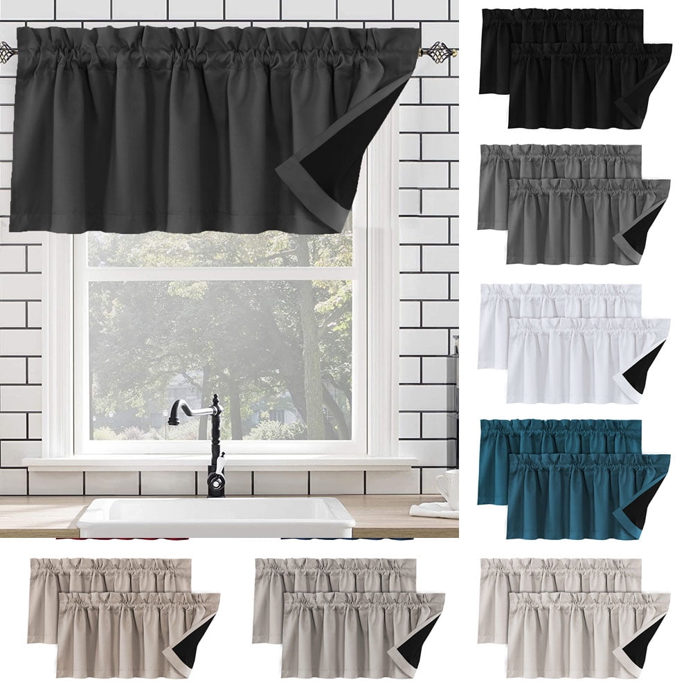 Valances for Windows Set 2Pcs Light Blocking Short Small Topper Valence
