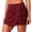 Burgundy, variant on Women's Cotton Blend Skorts A-Line Front Wrap Mini Skirt Shorts Drawstring Knot Side Skort Shorts Blue