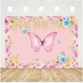 thumbnail image 2 of Butterfly Backdrop for Princess Girls Happy Birthday Party Banner Vinyl 5x3ft Fairy Butterflies Floral Photo Background Baby Kids Garden Tea Party Cak, 2 of 4