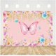 thumbnail image 2 of Butterfly Backdrop for Princess Girls Happy Birthday Party Banner Vinyl 5x3ft Fairy Butterflies Floral Photo Background Baby Kids Garden Tea Party Cak, 2 of 4