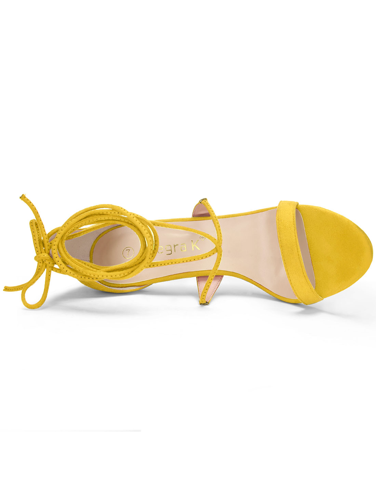 DARING DIVA Women Open Toe Stiletto High Heel Lace-Up Black Sandals 5 Yellow