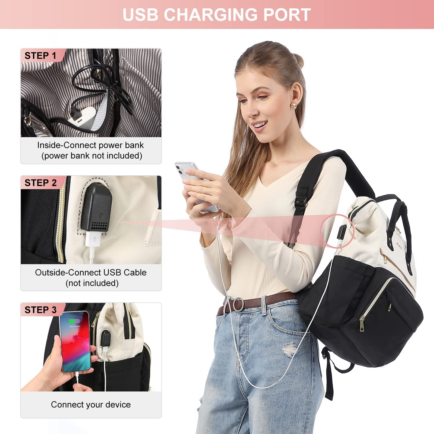 Lovevook Laptop Backpack for Women,17.3" Business Computer Bag Teacher Nurse Backpack Purse with Anti-Thief Pocket, Larger Waterproof Travel Bag College Backpack with USB Charging Port