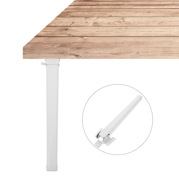 LOLIPPYY 4Pcs Adjustable Height White Metal Table Legs Foldable Portable Sturdy Frame for Desk