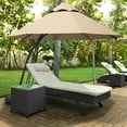 thumbnail image 4 of Gymax 11ft Patio Cantilever Hand Push Offset Hanging Umbrella w/ Wheels Base Beige, 4 of 10