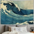 thumbnail image 2 of ONETECH Retro Ocean Tapestry Wall Hanging, Vintage Blue Watercolor Ocean Waves Wall Art Tapestries, Japanese Anime Sea Wave Wall Decor Indian Tapestry for Bedroom Aesthetic Home Dorm, Wall Blacket, 2 of 6