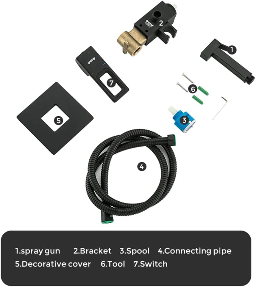Bidet Toilet Faucet, Solid Brass Bidet Faucet Muslim Ducha Hygienic Shower, Matte Black Hot and Cold Water Mixer Tap