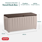 Keter Novel 90 Gallon Durable Resin Outdoor Deck Box Storage Organization, Brown