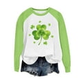thumbnail image 5 of Women's St Patricks Day Plus Size Sweatshirt Long Sleeve Festival Print Color Block Crewneck Loose Casual Tops (4XL, Green), 5 of 5