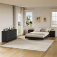 thumbnail image 3 of ASTUVIA 4-Piece Bedroom Set for Adult, Fluted Queen Floating LED Bed Frame with 2 Nightstands and Fluted 9 Drawer Dressers,Black, 3 of 10