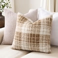 thumbnail image 3 of decorUhome 18x18 Inch Pack of 2 Boho Plaid Textured Pillow Covers for Couch Sofa Bedroom, Farmhouse Neutral Pillowcases for Home Decor, Khaki Brown, 3 of 9