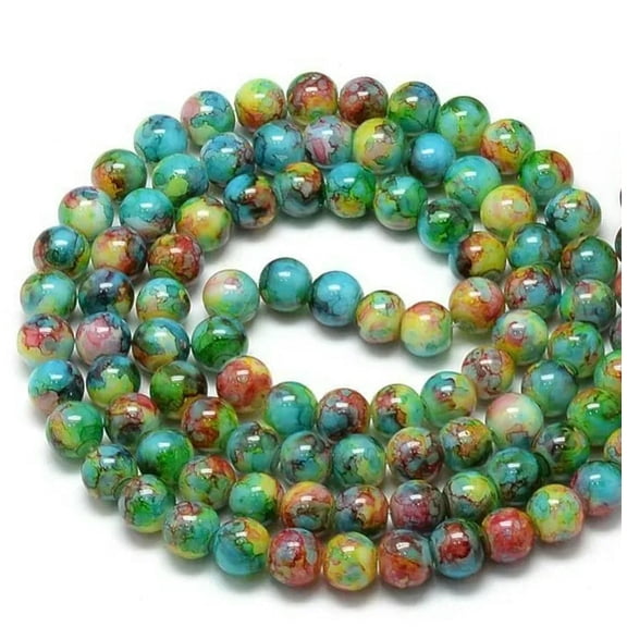 U8MO 30 Speckled Glass Beads 10mm Assorted Lot Mixed Bulk Jewelry Supplies Rainbow