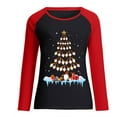thumbnail image 4 of Fesfesfes Ugly Xmas Sweater Women Round-Neck Color Block Chriasmas Tree Snowman Printing Long Sleeve Tops Blouse, 4 of 4