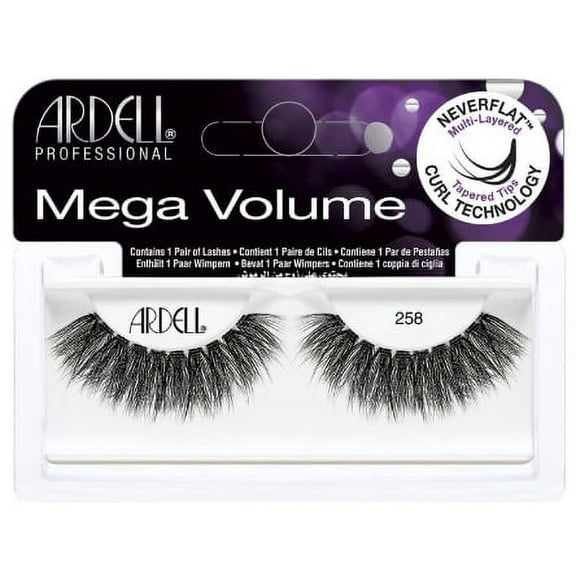 258 , Ardell Professional Mega Volume Lashes , Hair Scalp Skin Body - Pack of 2 w/ SLEEK Teasing Comb
