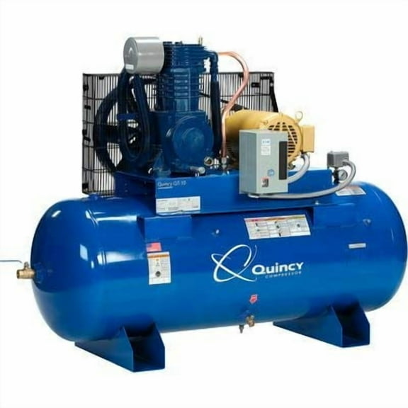 Quincy QT-10 Splash Lubricated Reciprocating Air Compressor - 10 HP, 230 Volt, 3 Phase, 120 Gallon Horizontal, Model Number P2103DS12HCB23