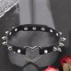 thumbnail image 3 of Gargantilla gótica de cuero sintético con remaches y púas de corazón para mujer, estilo punk rock, de aleación, estilo cosplay, joyería gótica, con cadena decorativa., 3 of 9