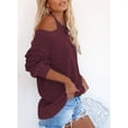thumbnail image 4 of Asyoly Womens Cold Shoulder Halter Neck Sweater Long Sleeve Sexy Loose Knit Pullover Backless Jumper Solid Color Tops, 4 of 5