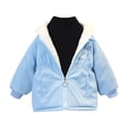 thumbnail image 2 of Zwiiyzr Unisex Boy's Girl's Hoodie Sherpa Lined Jacket Solid Color Zip Up Fleece Hooded Sweatshirt Winter Warm Coat Outerwear 9M-10Y Blue, 2 of 5