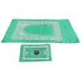 thumbnail image 1 of Alfombra de oración musulmana, manta con 4 esquinas de hierro de estabilización y brújula para viajar al aire libre, verde claro, 1 of 5