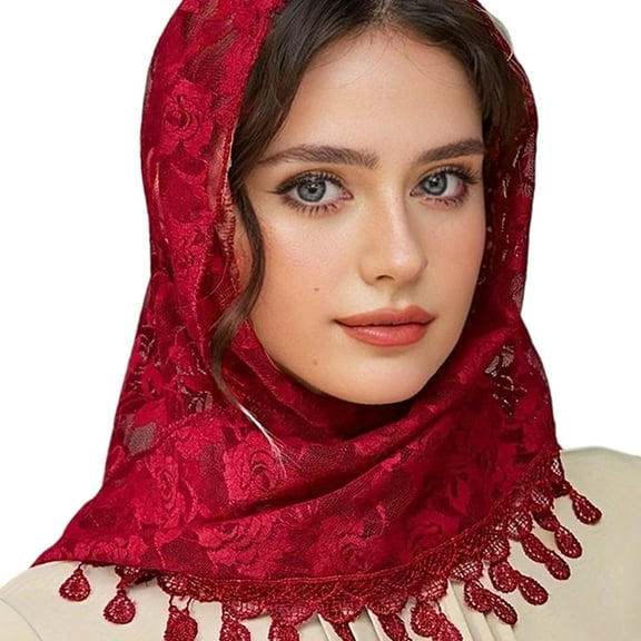 Tassels Lace Flower Veils Latin Shawl Head Scarf Head Covering Bridal Veils Church Veils Head Covering for Various Event