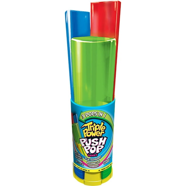 Power Push Pop, Three-in-One Assorted Flavor Lollipops, 1.2oz, 16 Count - Walmart.com