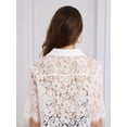 thumbnail image 4 of DARING DIVA Women's Lace Shirt Work Mesh Sheer Floral Business Casual Top S White, 4 of 6
