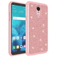 thumbnail image 3 of LG K10 2018/K30/Premier Pro LTE/Harmony 2/Phoenix Plus Case w/[Tempered Glass Screen Protector] Glitter Sparkle Shiny Bling Shock Proof Dual Layer Case Cover - Rose Gold, 3 of 4