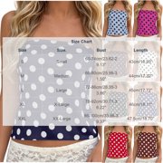VBVC Women's Polka Dot Strapless Tube Top , Ladies' Fitted Bandeau Crop Top , Casual Summer Tank Top For Women,Hot Pink,S-2XL
