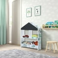 thumbnail image 4 of LuxenHome Children's Multi-Functional Dinosaur House Bookcase Toy Storage Bin Floor Cabinet with Blackboard, 4 of 6
