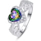 thumbnail image 3 of Emsione Anillo de compromiso de boda chapado en plata de ley 925 con topacio rosa creado con corte de corazón y circonita cúbica de varias filas onduladas, eternidad, aniversario, boda, 3 of 5