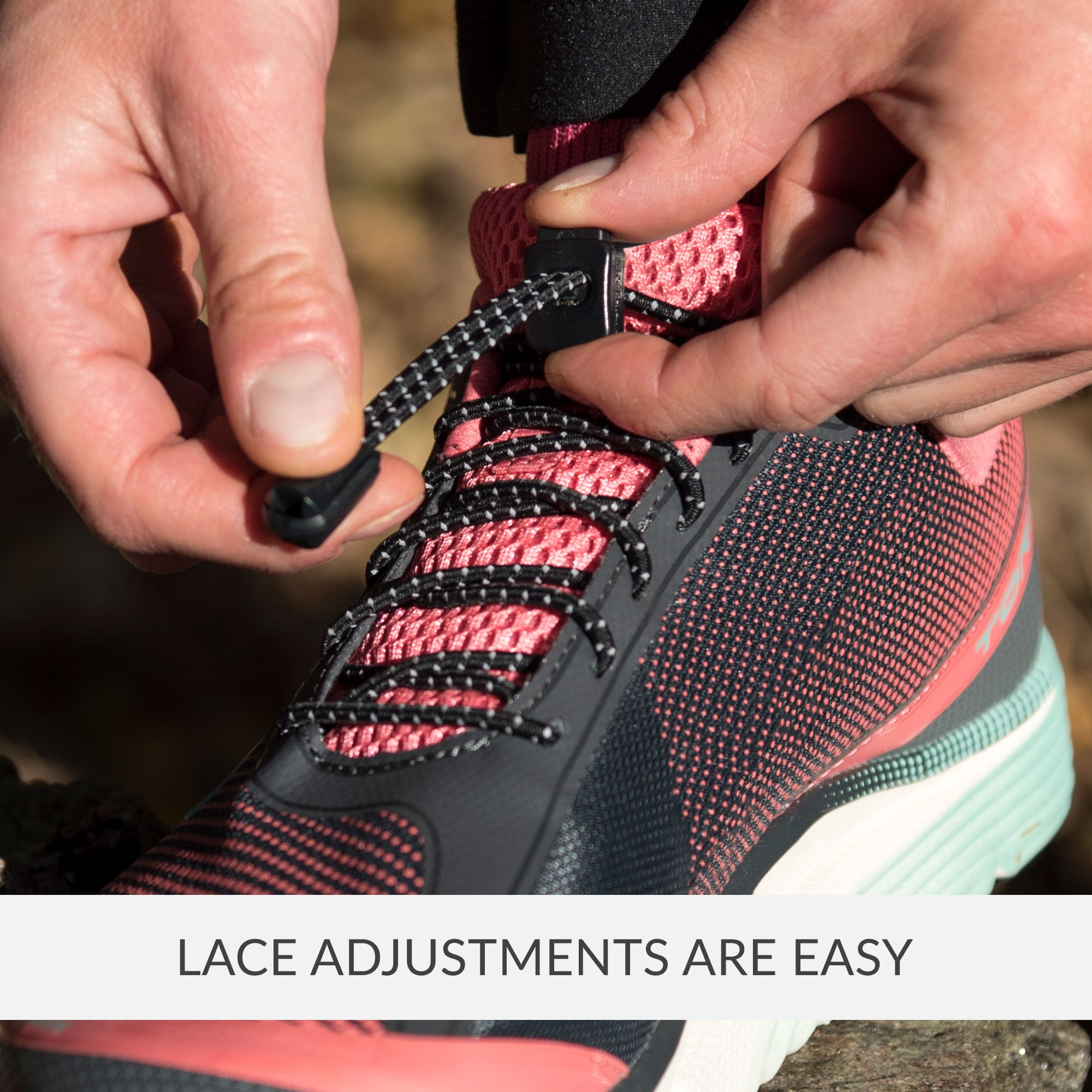 (2 pack) Nathan No Tie Runner's Laces, Black, One Size Fits Most, 2 Laces Per Pack