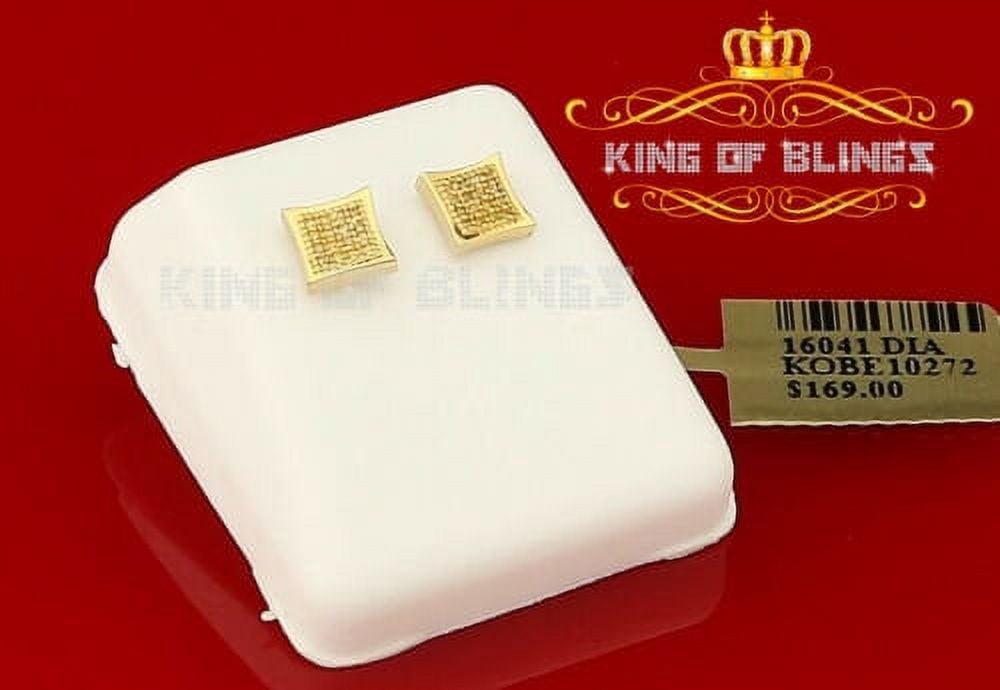 King of Bling's 0.10ct Diamond 925 Sterling Silver Yellow Stud Women's/ Men's kite Charm Earring