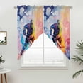 thumbnail image 5 of Ice Hockey Players Kitchen Window Curtains, Swag Curtains Valance for Bedroom Living Room Bathroom, Sports Watercolor Ombre Abstract Art Rod Pocket Window Curtain Block Drapes 2 Panels 28"x36", 5 of 9