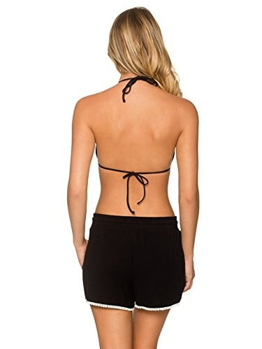 black swim cover up shorts