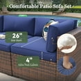 thumbnail image 4 of Aoxun 8 Piece Patio Furniture Set with 44” Fire Pit Table Wicker Rattan Outdoor Sectional Sofa Set with Coffee Table and 4” Thickened Cushions, Blue (Waterproof Cover Included), 4 of 5