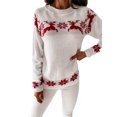 thumbnail image 3 of Musuos Women Christmas Sweaters  Long Sleeve Elk Snowflake Print Knit Tops, 3 of 9