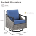 thumbnail image 2 of Arnahaishe Wicker Swivel Rocking Glider Chairs Set of 2 with Blue Cushions, All-Weather Outdoor Patio Chairs, 2 of 11