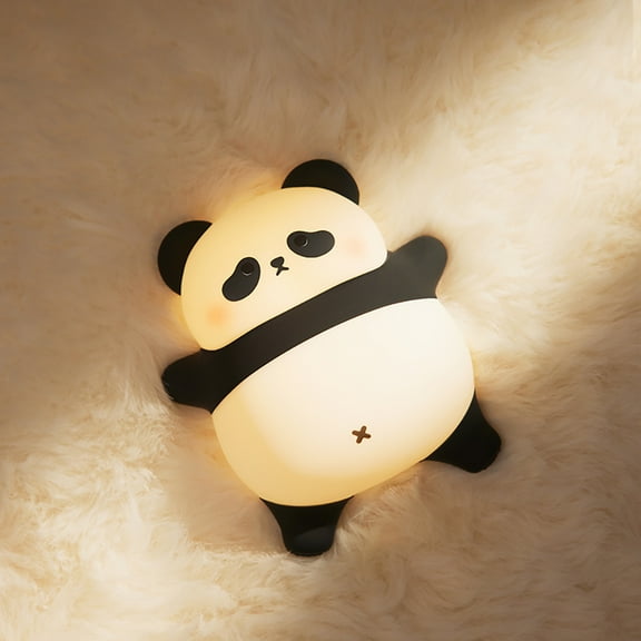 Lying Flat Panda Night Light For Kid Silicone LED Light 3 Level Dimmable Night Lamp Creative Bedroom Decor Lamp Children's Birthday Christmas Gifts