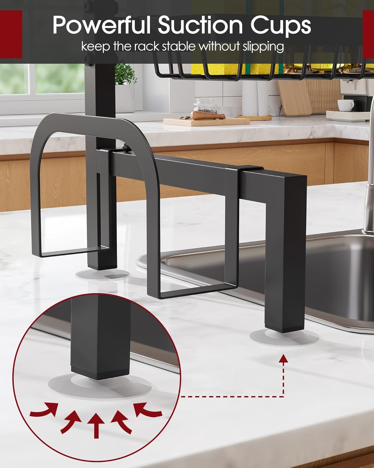 Over The Sink Dish Drying Rack - Adjustable 2 Tier X-Large Capacity Stainless Steel Drainer with Cutlery & Utensil Holders, Kitchen Storage & Organization
