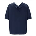 thumbnail image 5 of YVNAURA Plus Size Cotton Linen Shirt for Women Breathable Short Sleeve Blouse Loose Fit Button Down Camp Collar Top Lightweight Summer Casual Tunic 2026, Blue,L, 5 of 8