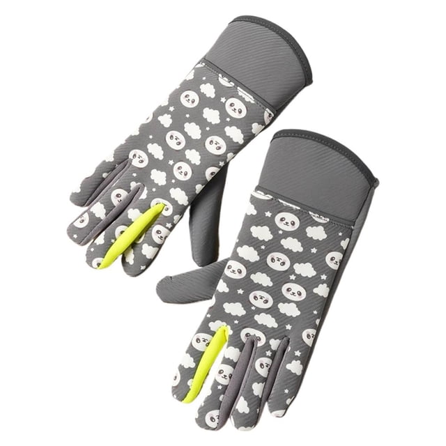 Childrens Velvet Warm Gloves with Panda Cloud Pattern For Winter Cycling