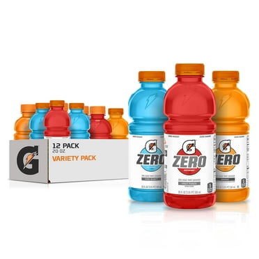 Gatorade G Zero Thirst Quencher, 3 Flavor Variety Pack, 20oz Bottles (12 Pack) RED20